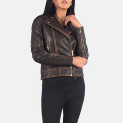 Carolyn Vintage Brown Quilted Biker
