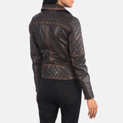 Carolyn Vintage Brown Quilted Biker