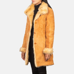 Erica Shearling Leather Coat In Beige