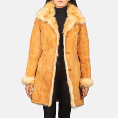 Erica Shearling Leather Coat In Beige
