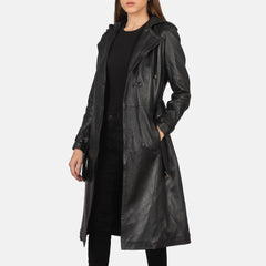 Fixon Hooded Trench Coat In Black