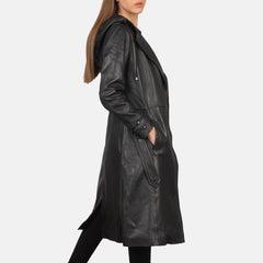 Fixon Hooded Trench Coat In Black