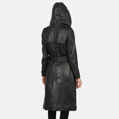 Fixon Hooded Trench Coat In Black