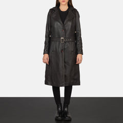 Fixon Hooded Trench Coat In Brown