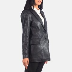 Marilyn Leather Blazer In Black