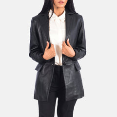 Marilyn Leather Blazer In Black