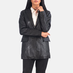 Marilyn Leather Blazer In Black