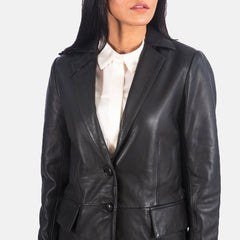 Marilyn Leather Blazer In Black