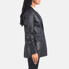 Marilyn Leather Blazer In Black