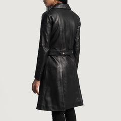 Moonlight Leather Trench Coat In Black