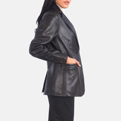 Norma Leather Blazer In Black