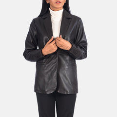 Norma Leather Blazer In Black
