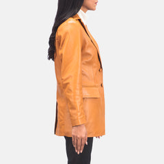 Marilyn Leather Blazer In Tan Brown