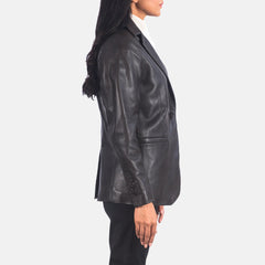 Norma Leather Blazer In Black