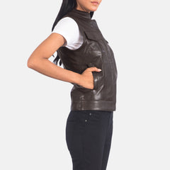 Rayne Moto Leather Vest In Brown