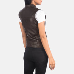 Rayne Moto Leather Vest In Brown