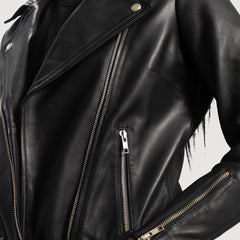 Rumy Leather Biker Jacket In Black