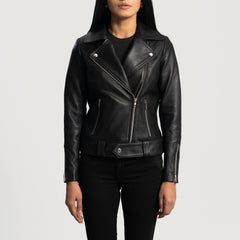 Rumy Leather Biker Jacket In Black