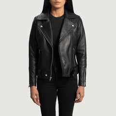 Rumy Leather Biker Jacket In Black