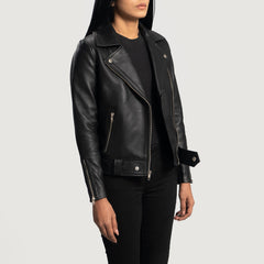 Rumy Leather Biker Jacket In Black