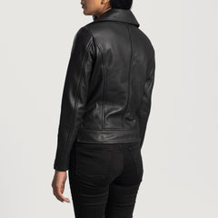 Rumy Leather Biker Jacket In Black