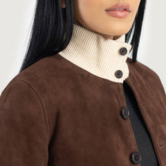 Sasha A1 Suede Bomber Jacket In Mocha