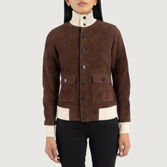 Sasha A1 Suede Bomber Jacket In Mocha