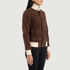 Sasha A1 Suede Bomber Jacket In Mocha