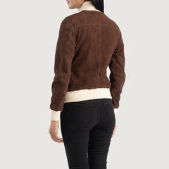 Sasha A1 Suede Bomber Jacket In Mocha