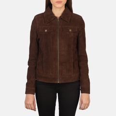 Suzy Suede Trucker Jacket In Mocha