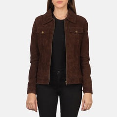 Suzy Suede Trucker Jacket In Mocha