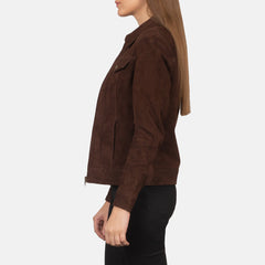 Suzy Suede Trucker Jacket In Mocha