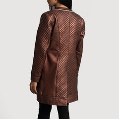 Trudy Lane Quilted Leather Coat In Maroon