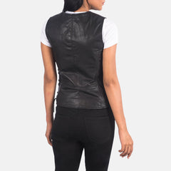 Vanda Leather Biker Vest In Black