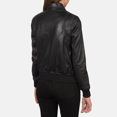Westa A-2 Leather Bomber Jacket In Black