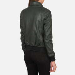 Westa A-2 Leather Bomber Jacket In Green