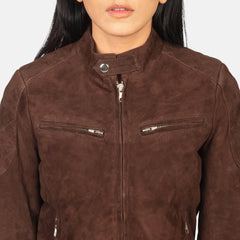 Zenna Suede Bomber Jacket In Mocha