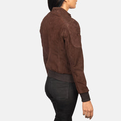 Zenna Suede Bomber Jacket In Mocha