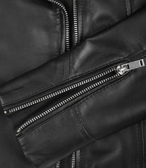 Rita Women's Black Leather Jacket Asymmetrical Biker Style