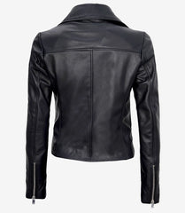 Women BLACK Asymmetrical Biker Leather Jacket