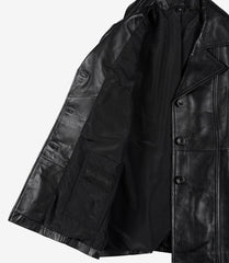 Bitonto Women's Black Leather Coat - 3/4 Length