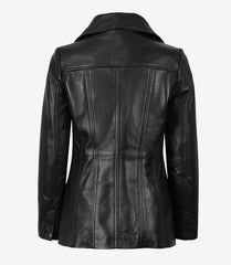 Bitonto Women's Black Leather Coat - 3/4 Length