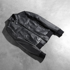 Zenna Leather Bomber Jacket In Black