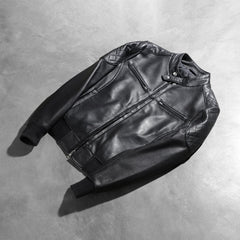 Zenna Leather Bomber Jacket In Black