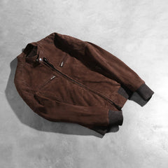 Zenna Suede Bomber Jacket In Mocha