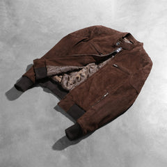 Zenna Suede Bomber Jacket In Mocha