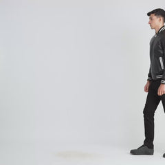Pascal Leather Varsity Jacket In Black