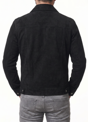 Trucker Suede Black Leather Jacket
