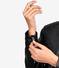 Women's Tall Black Leather Biker Jacket