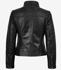 Bergamo Women's Black Leather Jacket Biker Style